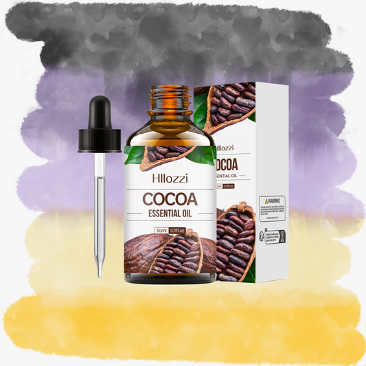 un flacon d'huile essentielle de cacao