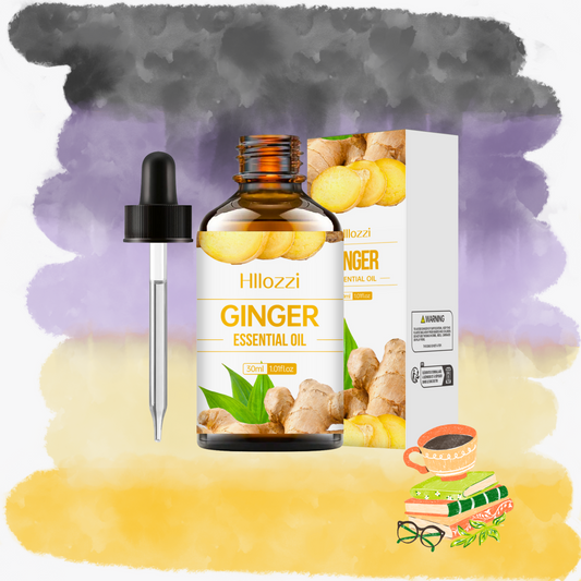 un flacon d'huile essentielle de gingembre