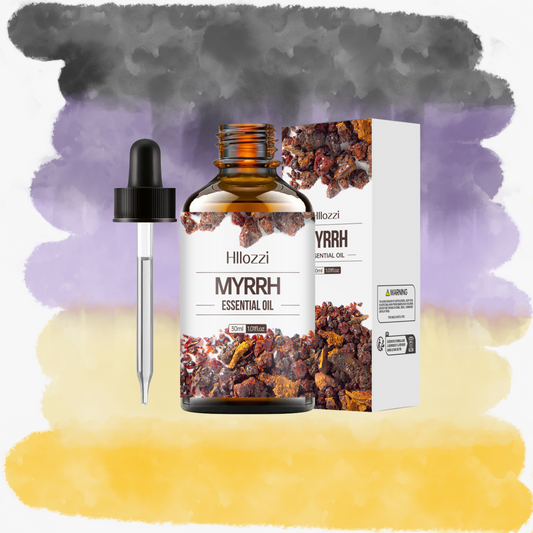un flacon d'huile essentielle de myrrhe