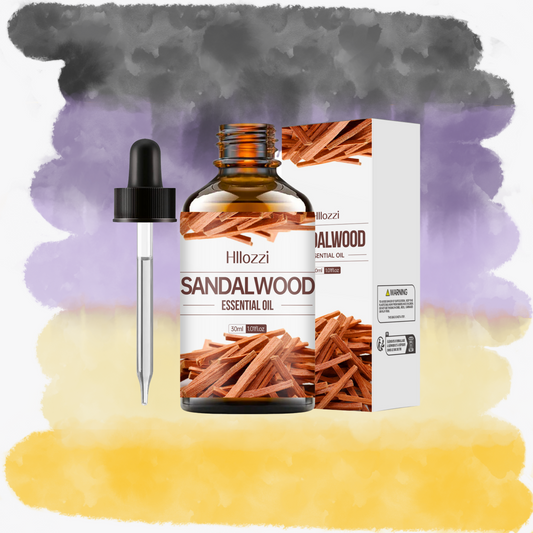 un flacon d'huile essentielle de santal